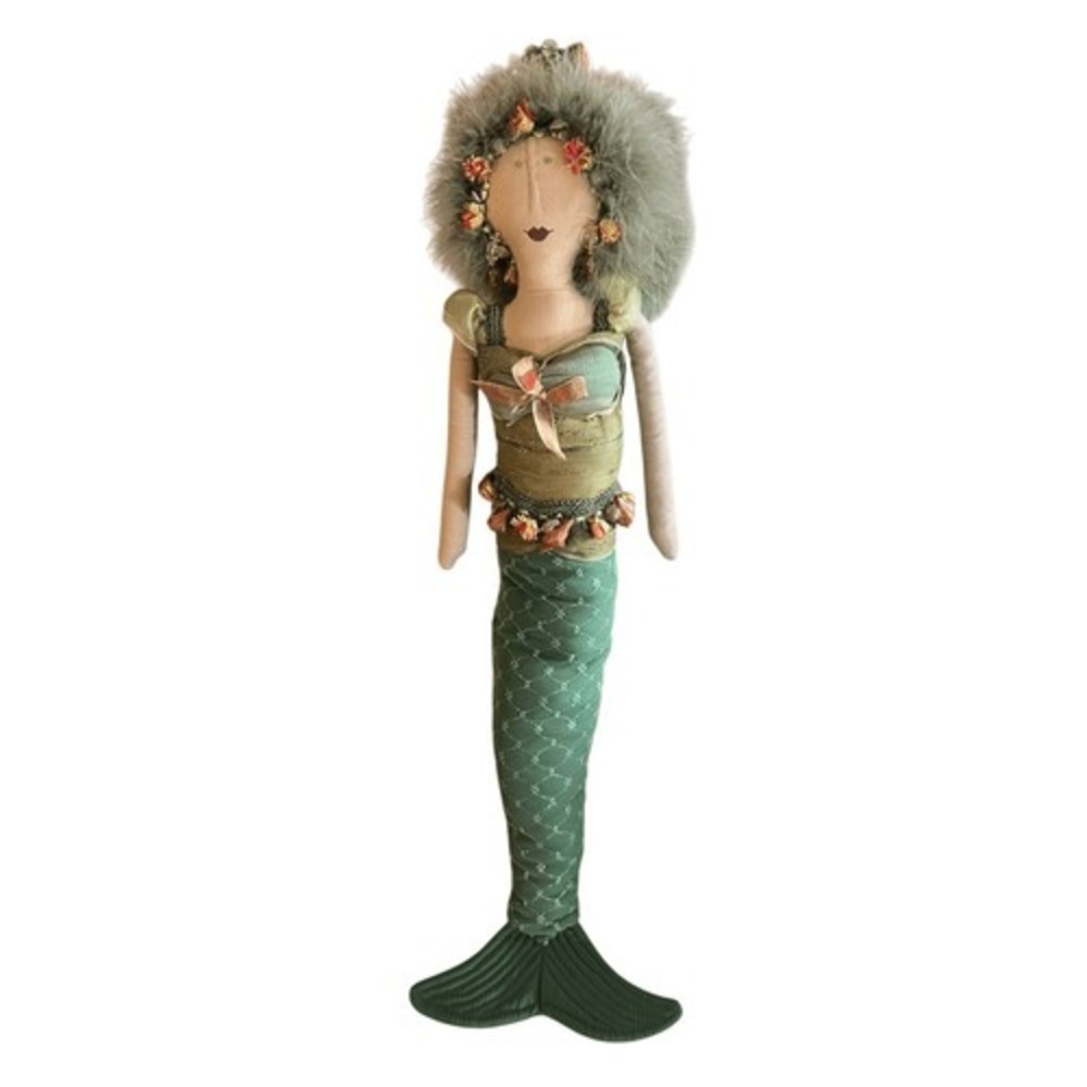 OOAK Carmen Manago Miriam Mermaid Folk Art 24" Doll with Seashells and Feather